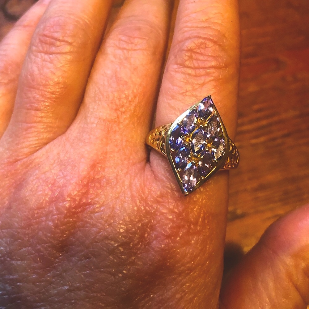 14k gold tanzanite filigree ring size 8 - Picture 2 of 8